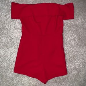 Red off the shoulder romper